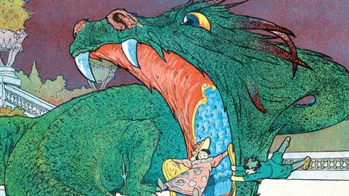 Cropped panel from Little Nemo featuring a big dragon